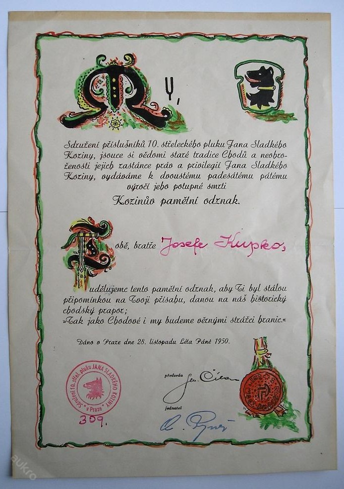 udělovací dekret z roku 1950.jpg