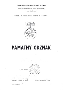 Pam. odznak II. Stalinovej partiz. brigády,  1944-75, dekrét, obr. 1.jpg